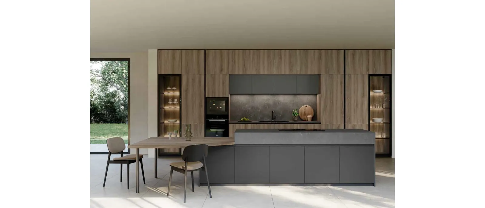 Cucina Design con isola Tiffany 02 in rovere e laccato di Zecchinon Cucine