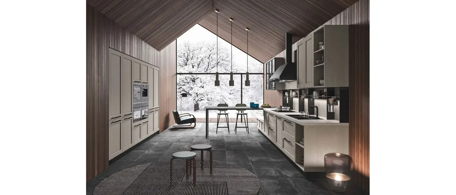 Cucina Moderna in legno con penisola Cloe 01 di Ar-Tre