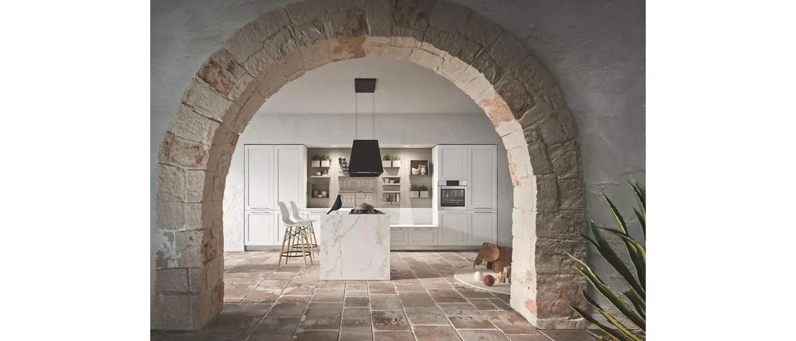Cucina Moderna con isola Cloe 05 in legno laccato di Ar-Tre