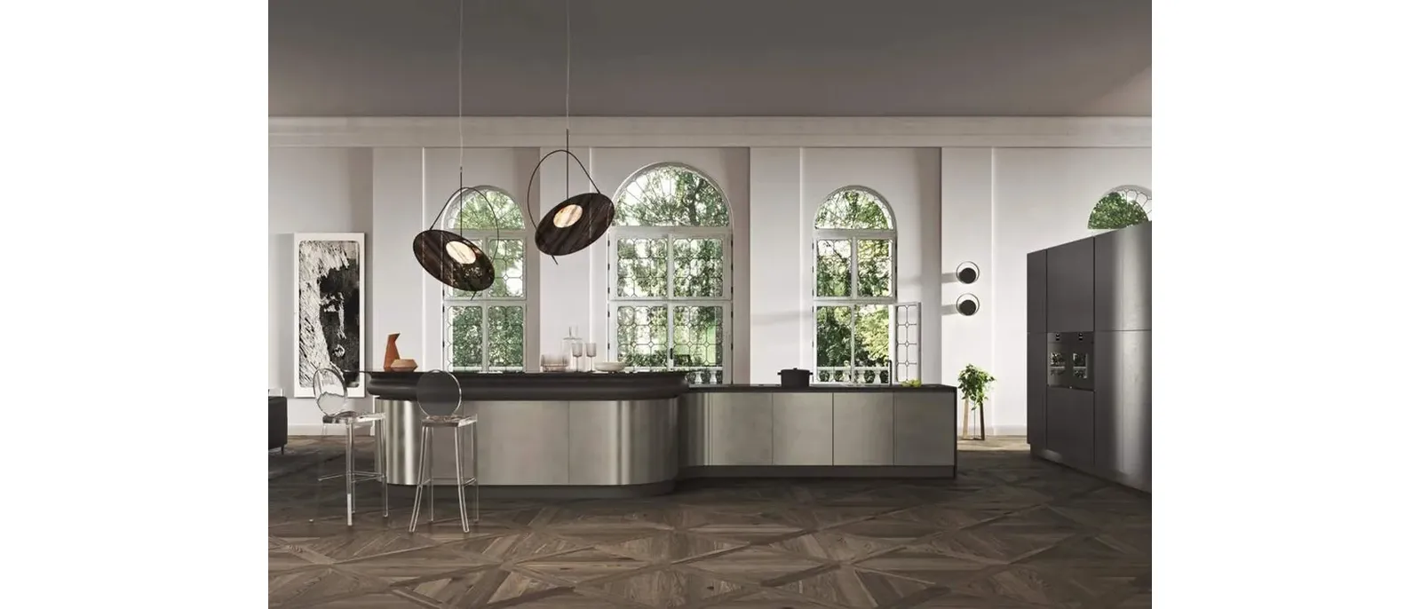 Cucina Moderna con isola Progetto Sistema Laccato 01 di Ar-Tre