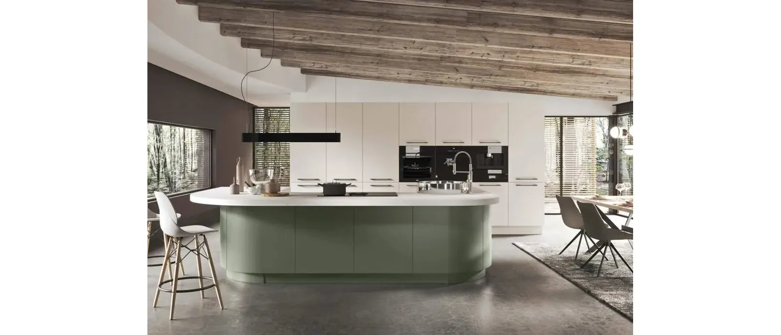 Cucina Moderna con isola Progetto Sistema Laccato 02 di Ar-Tre