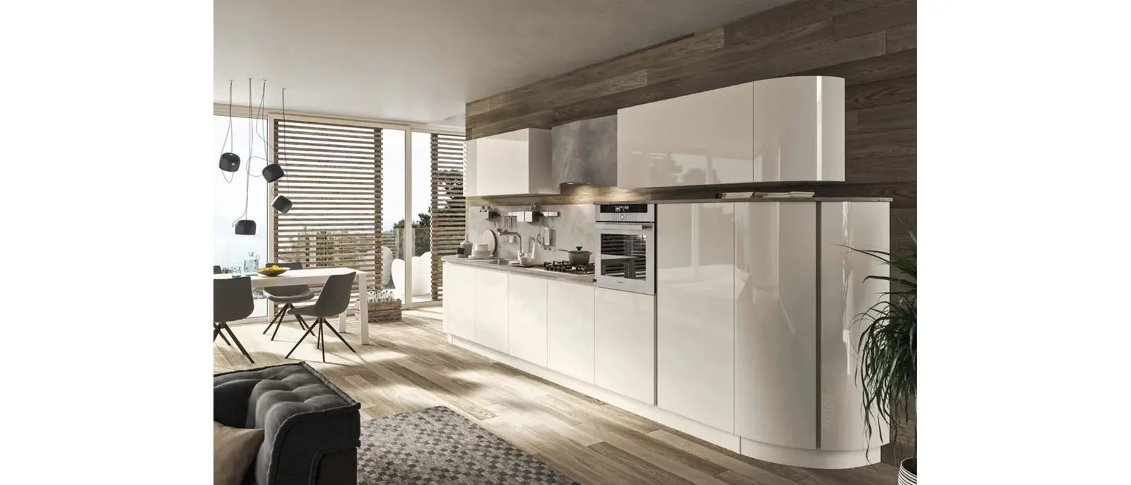 Cucina Moderna lineare Progetto Sistema Laccato 03 di Ar-Tre