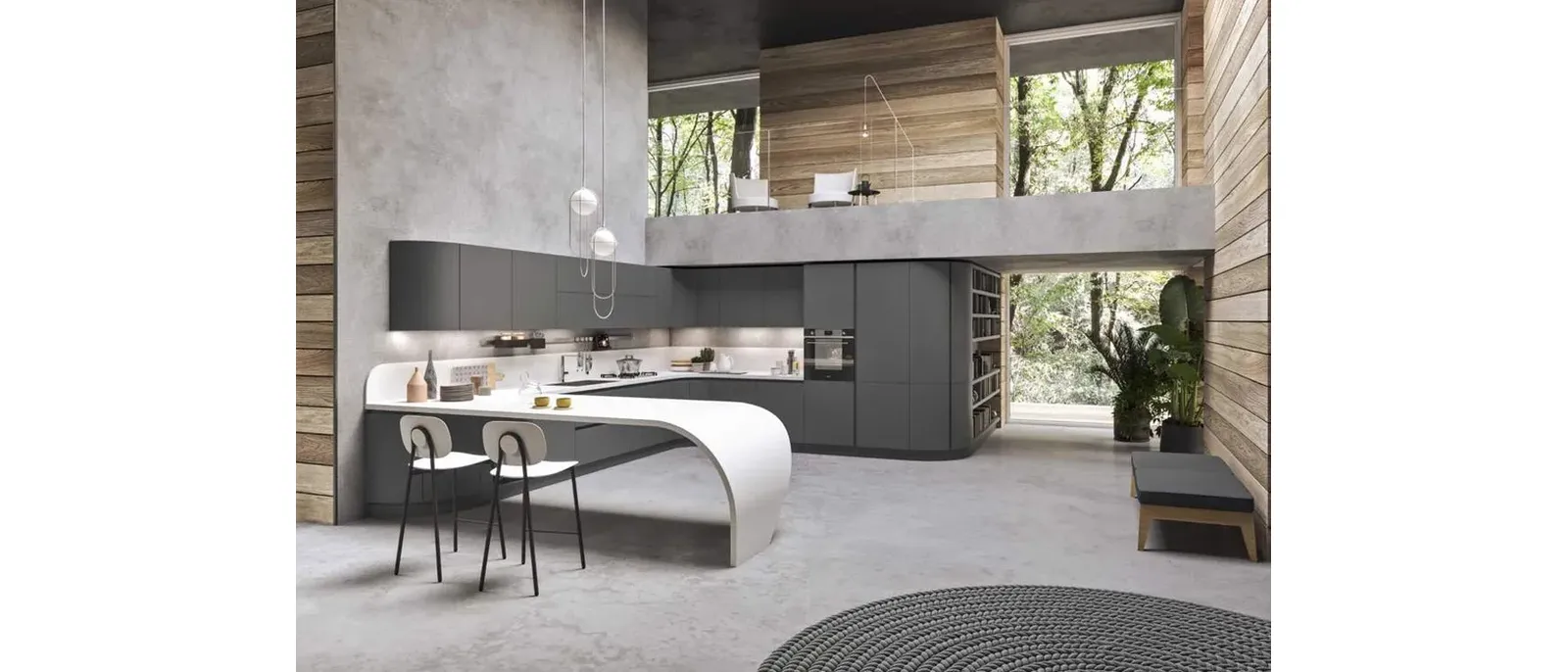 Cucina Moderna con penisola Progetto Sistema Laccato 04 di Ar-Tre