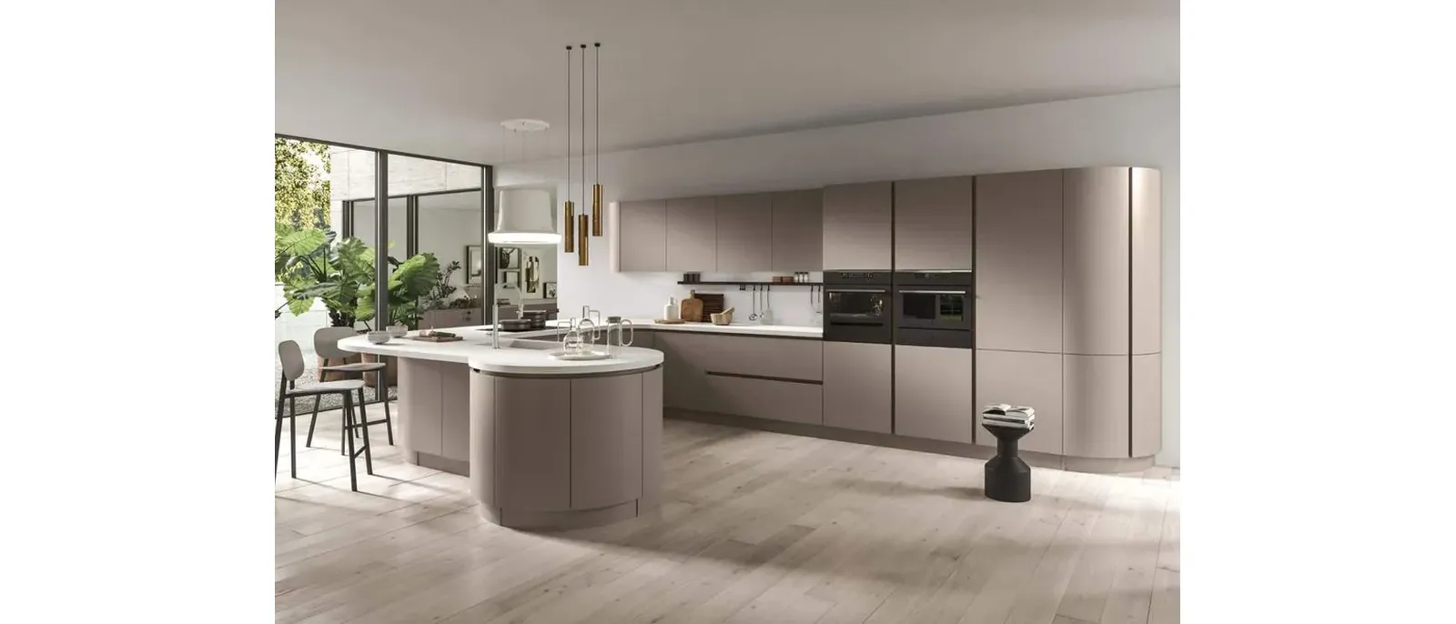 Cucina Moderna con penisola Progetto Sistema Laccato 05 di Ar-Tre