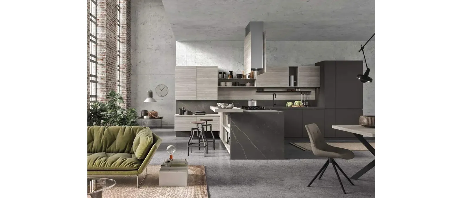 Cucina Moderna con penisola Fly Evo Flo Evo 02 di Ar-Tre