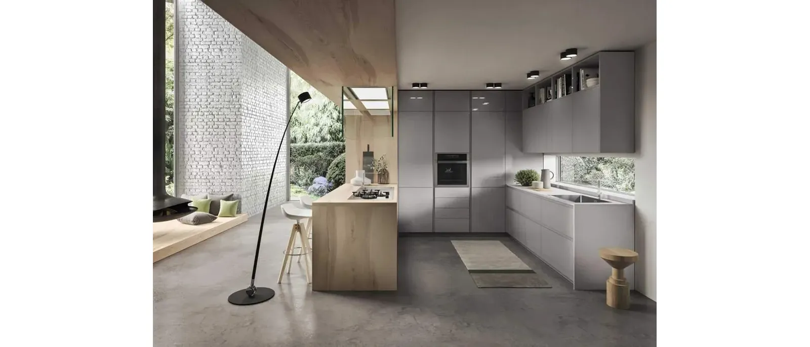 Cucina Moderna con penisola Fly Evo Flo Evo 04 di Ar-Tre