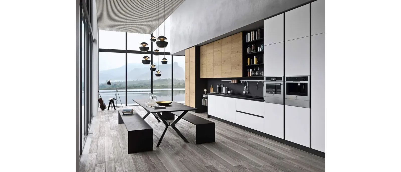 Cucina Moderna lineare I Naturali 04 in laccato e legno di Ar-Tre