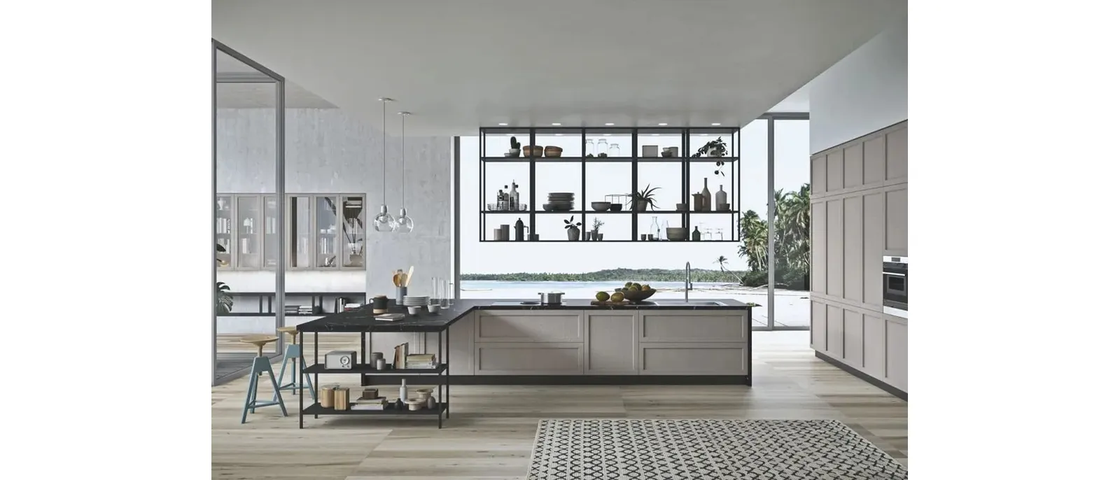 Cucina Moderna in legno laccato con isola Infinity 04 di Ar-Tre