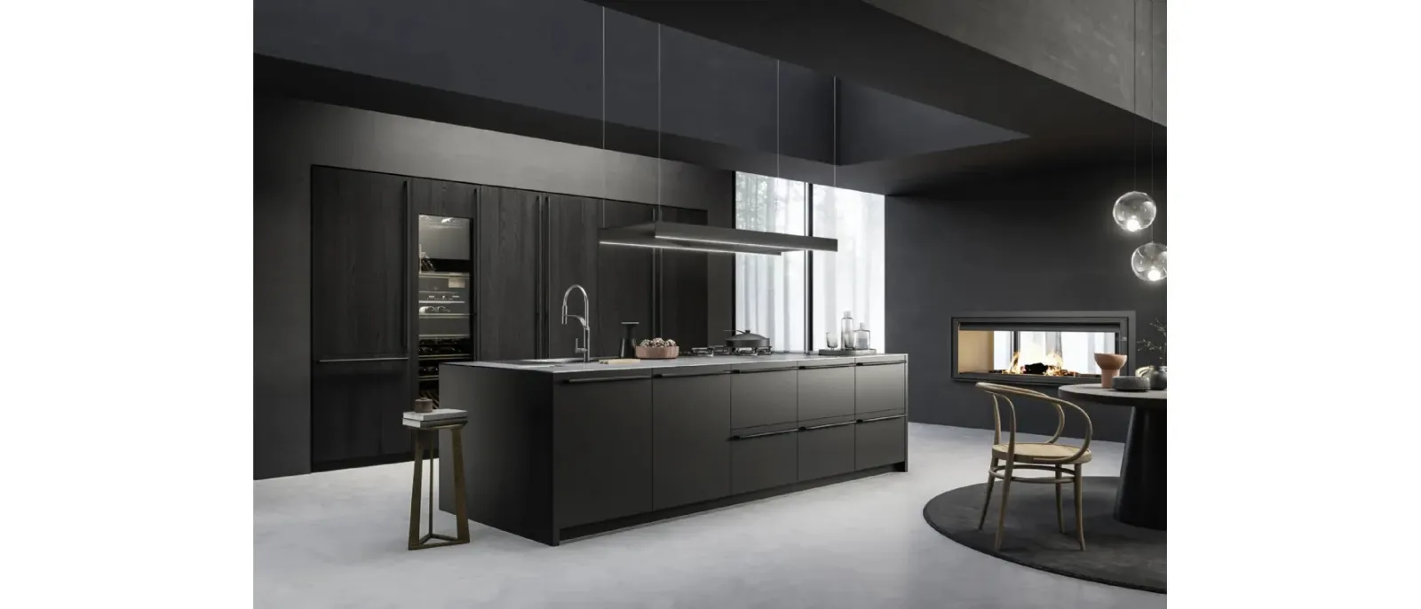 Cucina Moderna con isola M2 Crea Nero di Meson's Cucine