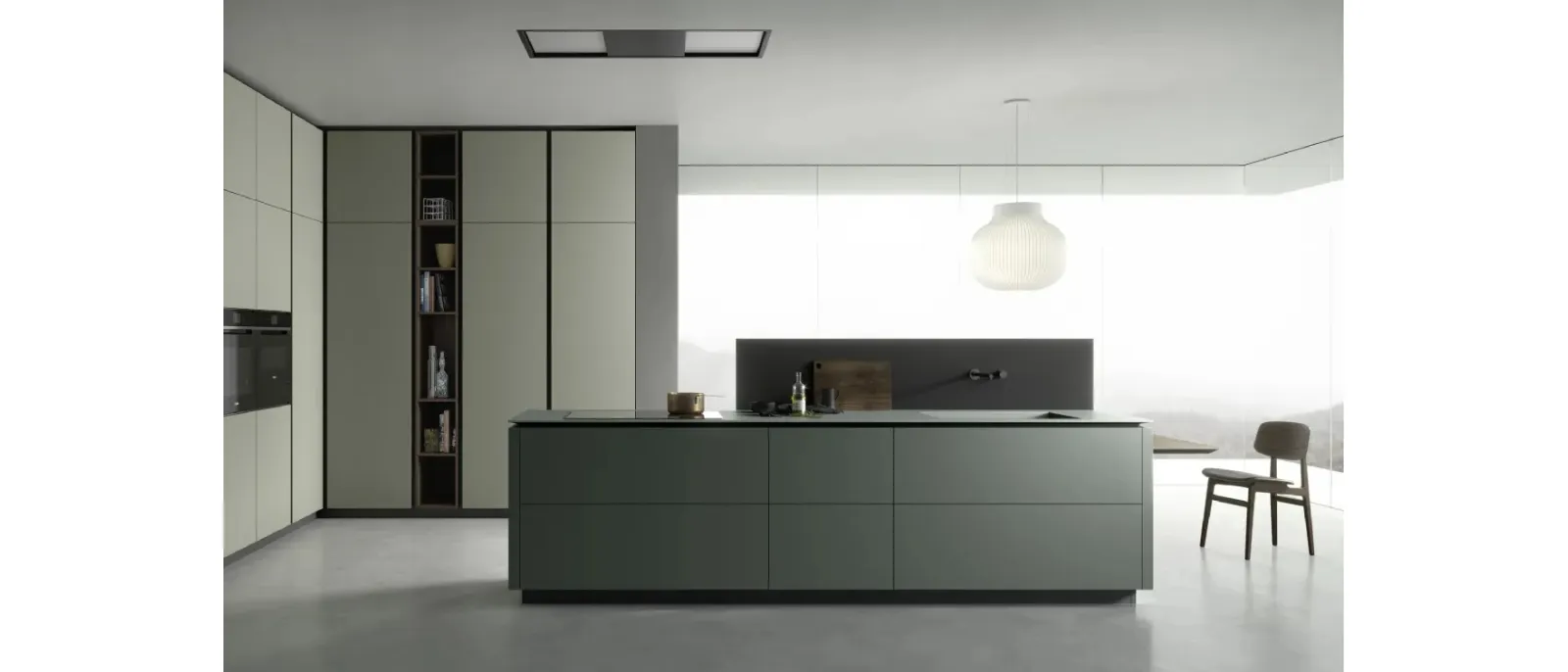 Cucina moderna M2 Goccia in Fenix Verde e Nero di Meson's Cucine