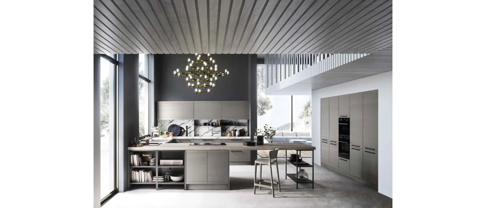 Cucina Moderna in legno laccato con penisola Zoe 02 di Ar-Tre