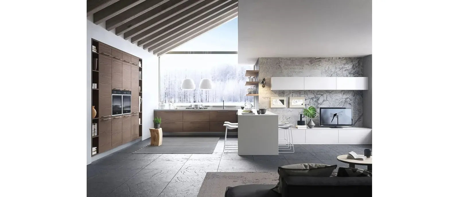 Cucina Moderna in legno con penisola Zoe 06 di Ar-Tre