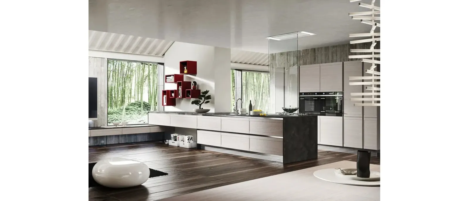 Cucina Moderna in legno con penisola Zoe 08 di Ar-Tre
