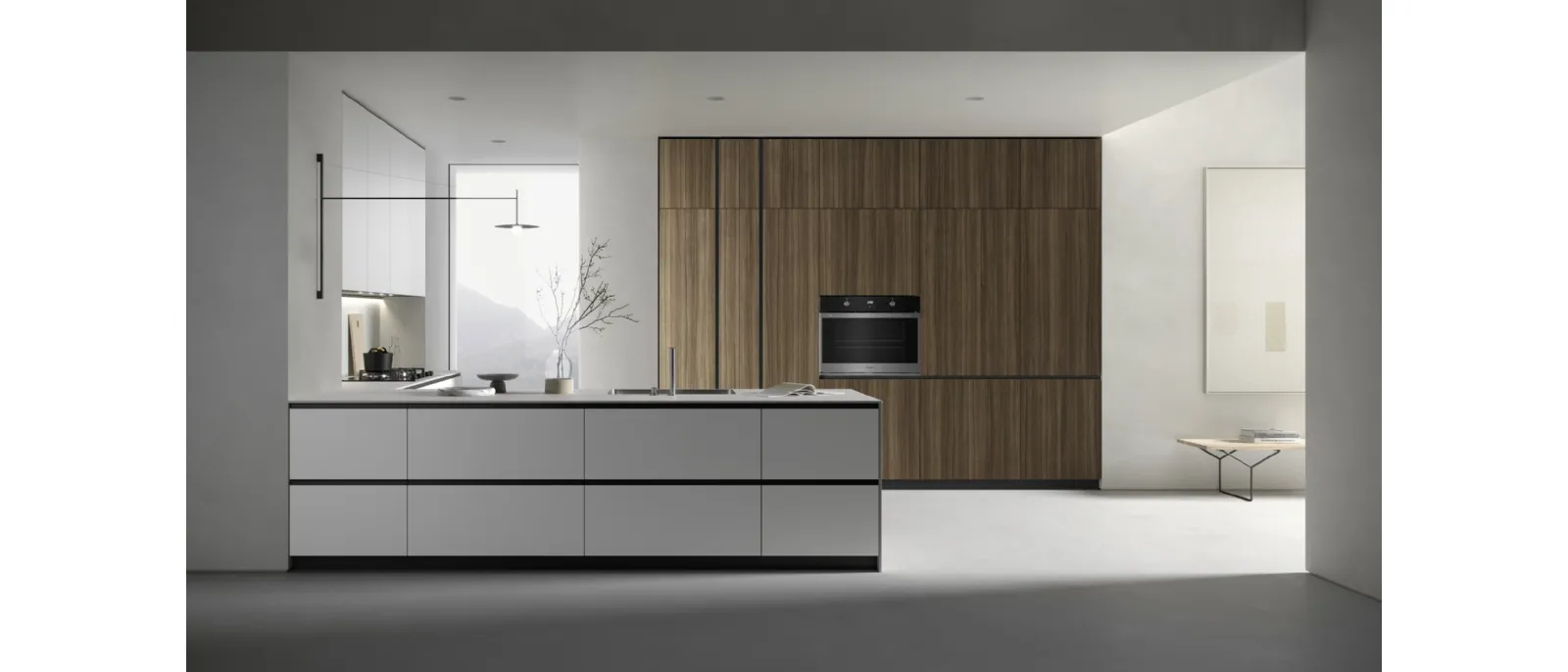 Cucina su misura con penisola M2 Linea n laccato Bianco di Meson's Cucine