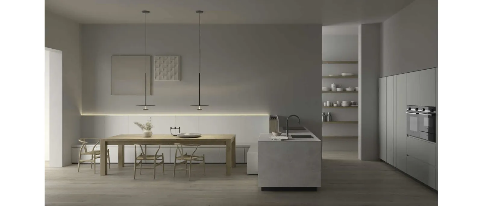 Cucina su misura M2 Linea in laminato Omnia Kandia Bianco di Meson's Cucine