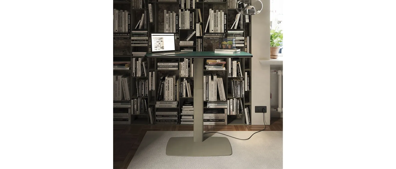 Scrivania Operativa in pelle e metallo Runner Leather di Cattelan Italia