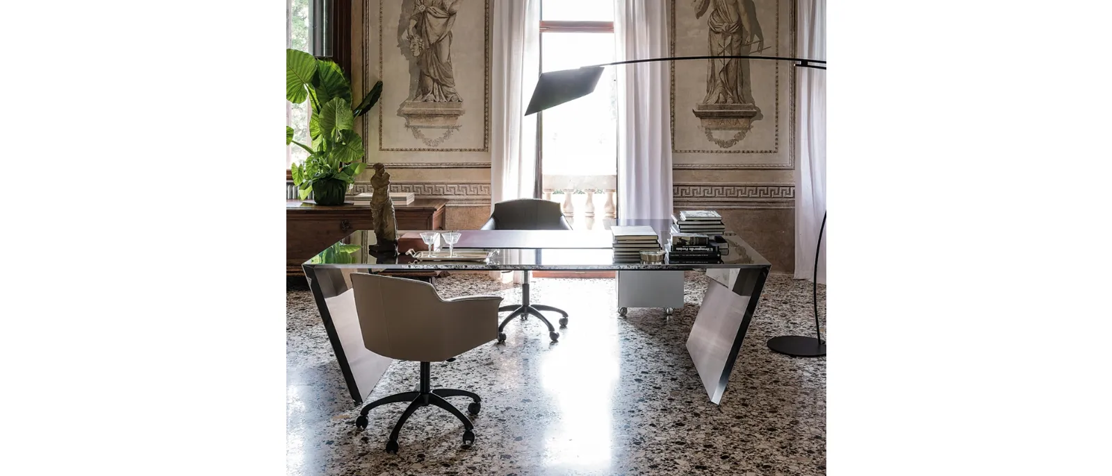 Scrivania Direzionale in acciaio inox Vega di Cattelan Italia